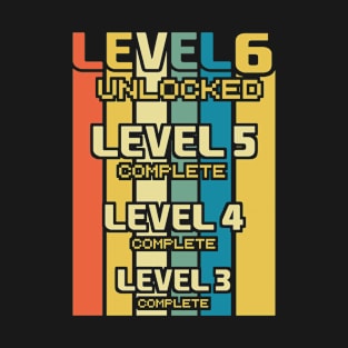 Kids 6 Year Old Birthday Party Level 6 Unlocked 6th Birthday T-Shirt