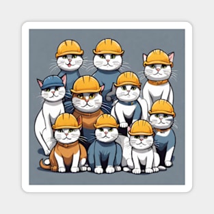 cute group of kittens wearing a hard hat Magnet