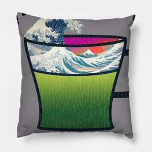 Vaporwave Aesthetic Great Wave Off Kanagawa Cafe Coffee Tea Pillow