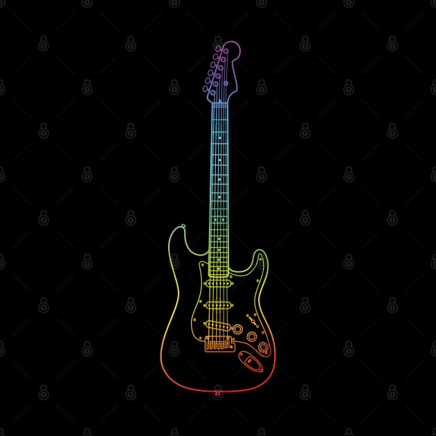 S-Style Electric Guitar Colorful Outline by nightsworthy
