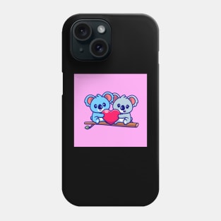 cute-koala-couple-holding-heart-tree-cartoon-icon-illustration-animal-couple-icon-concept-isolated Phone Case