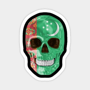 Turkmenistan Flag Skull - Gift for Turkmenistani With Roots From Turkmenistan Magnet