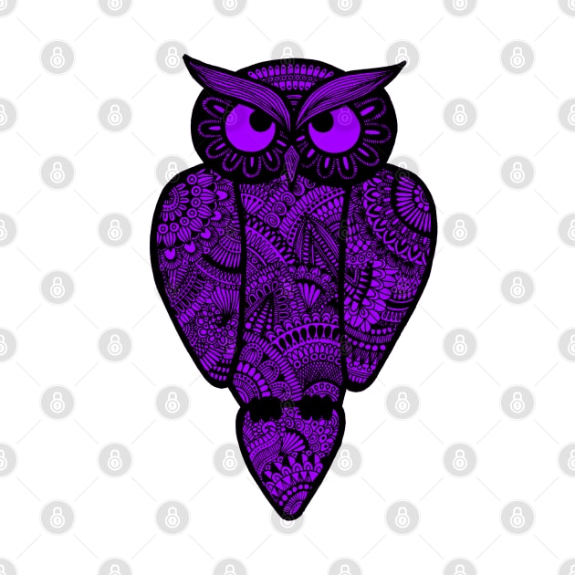 Purple Zentangle Owl by calenbundalas