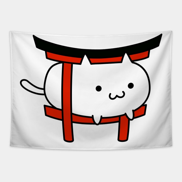 Mochi cat Torii gate Tapestry by Robot Dance Battle