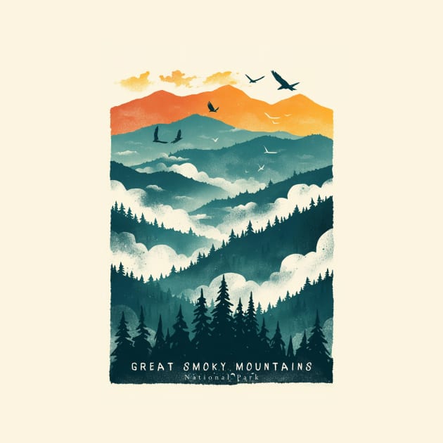 Great Smoky Mountains national park travel poster by GreenMary Design