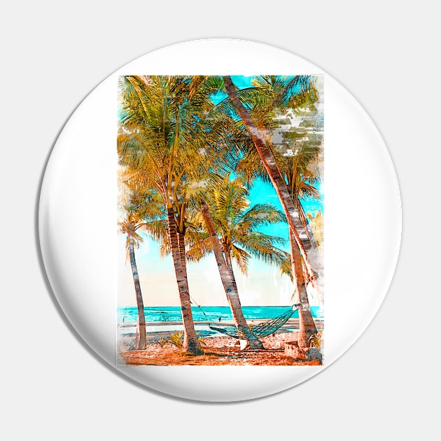 Summer Hammock Beach Chilling Coconut Trees Pin by ColortrixArt