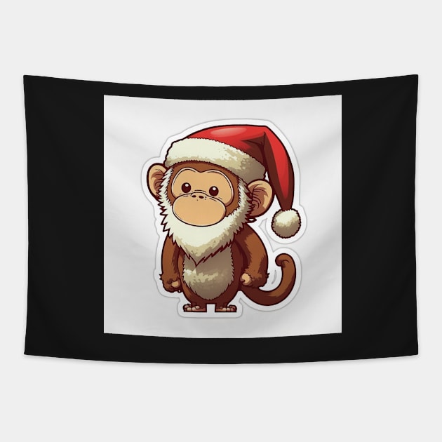 Santa Christmas Monkey! Tapestry by AICreateWorlds
