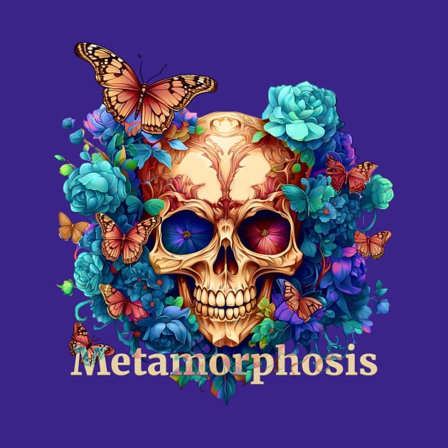 Enchanting Decay, Bloom Skull in a Gothic Garden (Chromatic Version) by Nebula Nexus