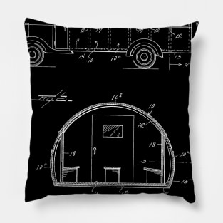 School Bus Vintage Patent Hand Drawing Pillow