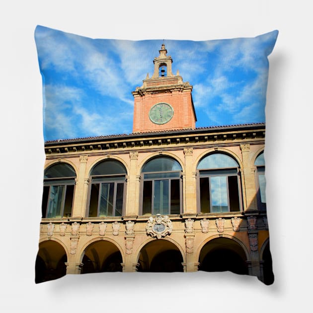 Inner courtyard of the Archiginnasio of Bologna Pillow by KristinaDrozd