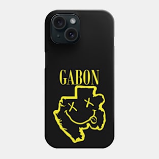 Vibrant Gabon Africa x Eyes Happy Face: Unleash Your 90s Grunge Spirit! Smiling Squiggly Mouth Dazed Smiley Face Phone Case