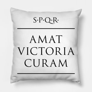 Latin quote Amat victoria curam Pillow