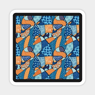 Abstract with doodles blue and orange Magnet