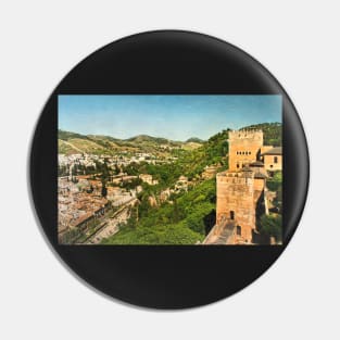 Granada From The Alhambra Ramparts Pin