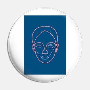 Female Portrait On Blue Pin