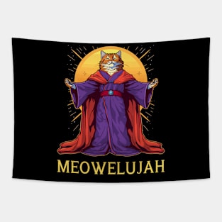 Retro Cat Pun Atheist Men Women Kids Graphic Funny Cat Tapestry