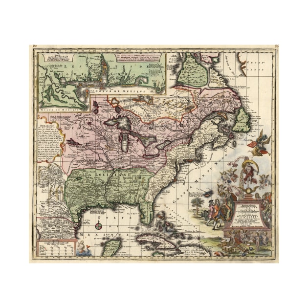 Vintage Map of America (1720) by Bravuramedia