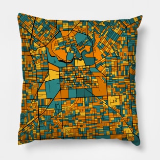 Adelaide Map Pattern in Orange & Teal Pillow