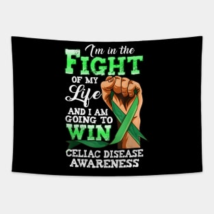 Celiac Disease Awareness Green Ribbon Tapestry