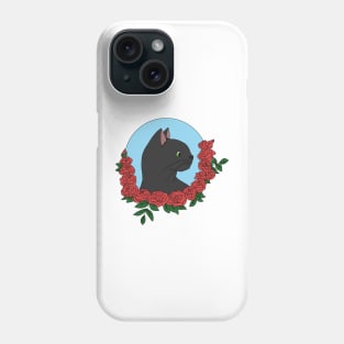 Cute Black Cat with Roses Phone Case