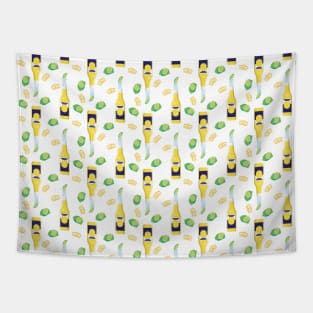 Corona Mexican Beer Crown and Lemon Pattern Tapestry