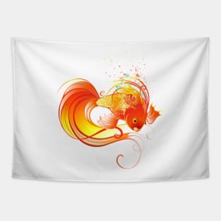 Red Fish illustration on white background Tapestry