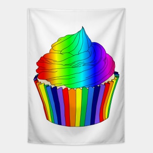 Bright Rainbow Ombre Cupcake Tapestry