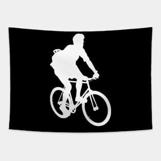 White Silhouette- Bike Rider Tapestry