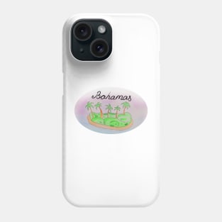 Bahamas watercolor Island travel, beach, sea and palm trees. Holidays and rest, summer and relaxation Phone Case