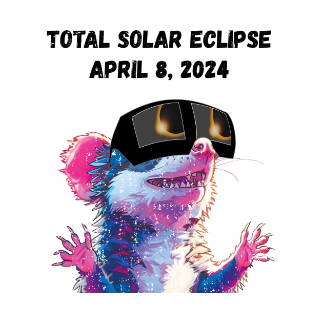 Total Solar Eclipse 2024 Grunge Possum—Black text by Rocky Ro Designs