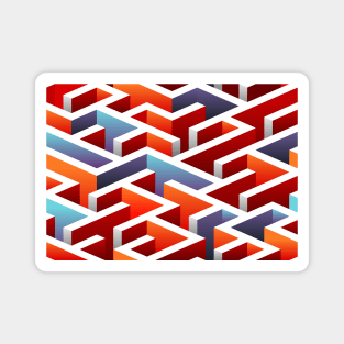 Blue, Orange and Red 3D Maze Magnet