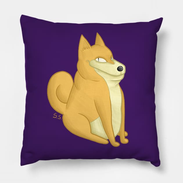 Sly Shibe Shiba Inu Pillow by The Cat that Draws