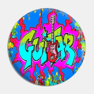 Rock Guitar Graffiti Pin