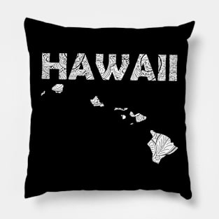 Mandala art map of Hawaii with text in white Pillow