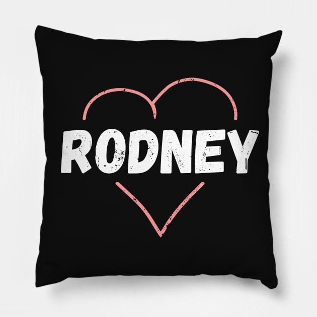 Rodney Name Inside Vintage Heart, Rodney for Valentines Day Pillow by Liquids