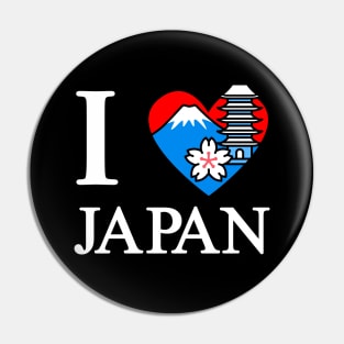 I Love Japan Travel Asian Vacation Slogan Souvenir Pin