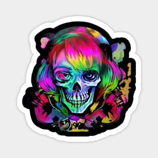 colorful skull and crossbones Magnet