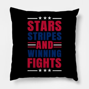 Stars Stripes and Winning Fights Pillow