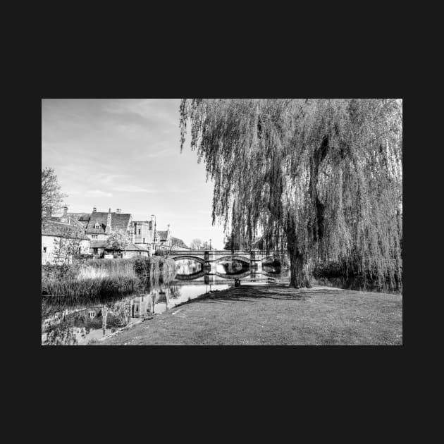 Stamford Town Bridge And River Welland, Black And White by tommysphotos