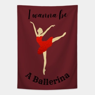 Ballerina Dancing in Red Tutu Tapestry