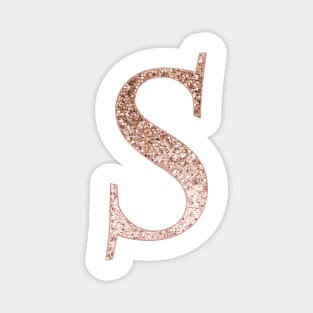 S rose gold glitter monogram letter Magnet