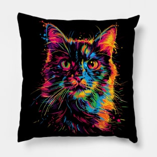 Wwos Whimsical Rainbow Kitty Cutest Colorful Cat Pillow