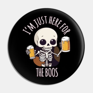 Kawaii Skeleton Halloween Oktoberfest - I'm Just Here for the Boos Pin