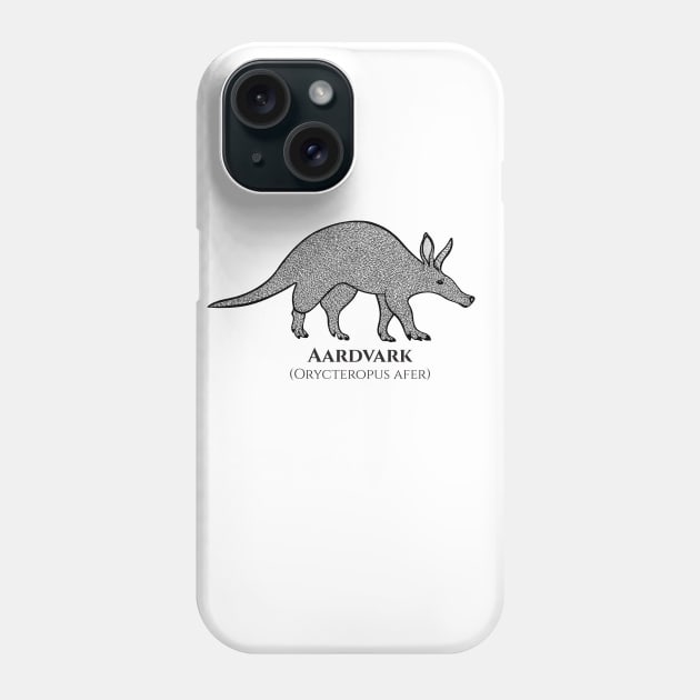 Aardvark with Common and Latin Names - animal design - on white Phone Case by Green Paladin