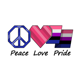 Peace, Love, and Pride design in Gender Fluid pride flag colors T-Shirt