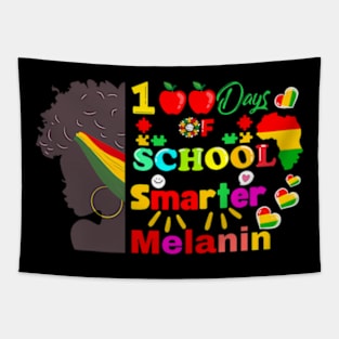 100Th Days Of School Smarter Melanin Juneteenth Afro Woman Tapestry