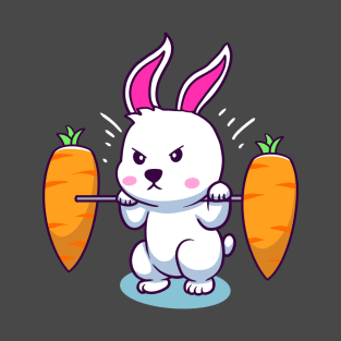 Rabbit Lifting Carrots Barbell T-Shirt