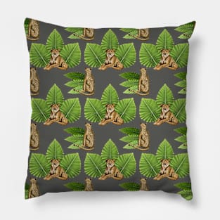 Cheetah on Taro Leaves Pattern Pillow