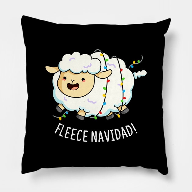 Fleece Navidad Cute Christmas Sheep Pun Pillow by punnybone