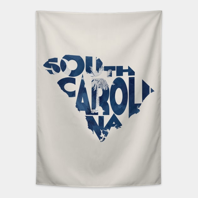 South Carolina Typo Map Tapestry by inspirowl